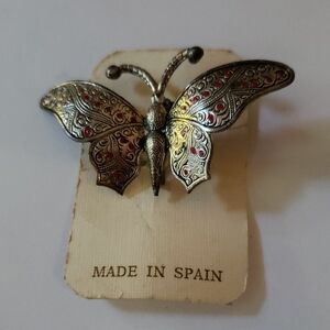 Spanish Butterfly 1980s Vintage Pin Brooch
